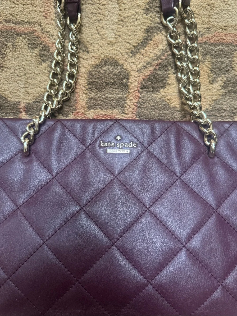 kate spade Quilted burgundy Leather Chain-Handle Shoulder Bag